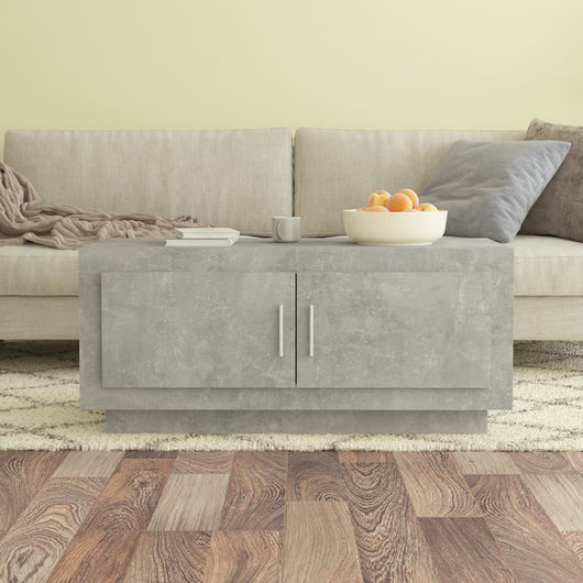 Tavolino Salotto-Tavolino da soggiorno-Tavolo Grigio Cemento 102x50x45 cm Legno Multistrato