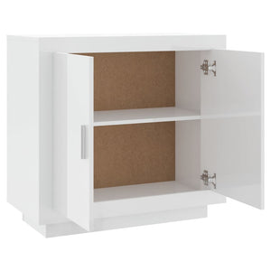 Credenza Bianco Lucido 80x40x75 cm in Legno Compensato 811823