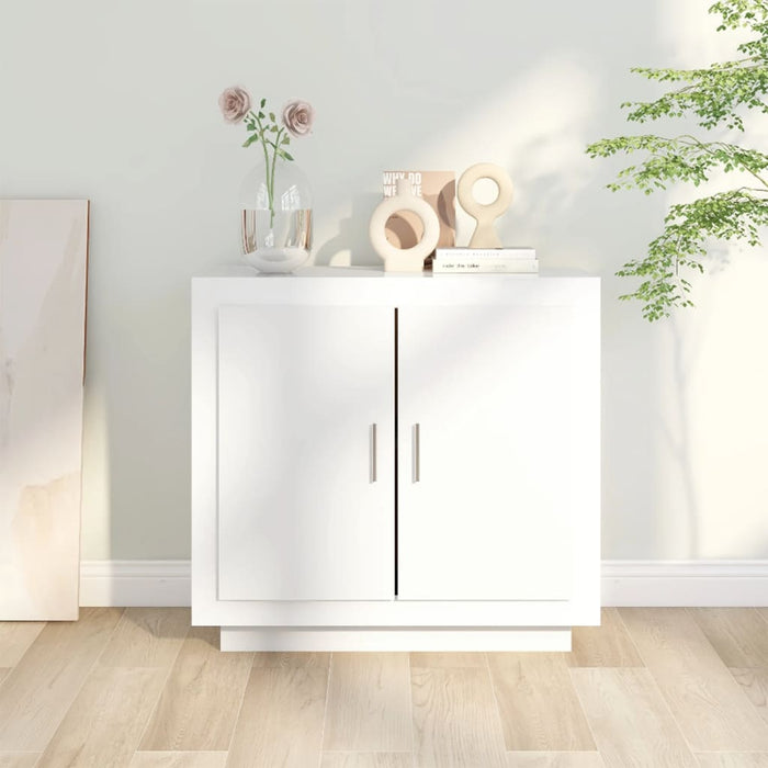 Credenza Bianco Lucido 80x40x75 cm in Legno Compensato 811823
