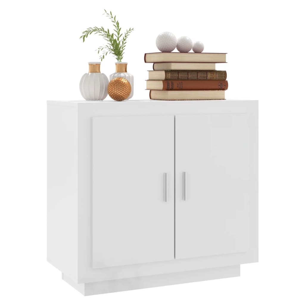 Credenza Bianco Lucido 80x40x75 cm in Legno Compensato 811823