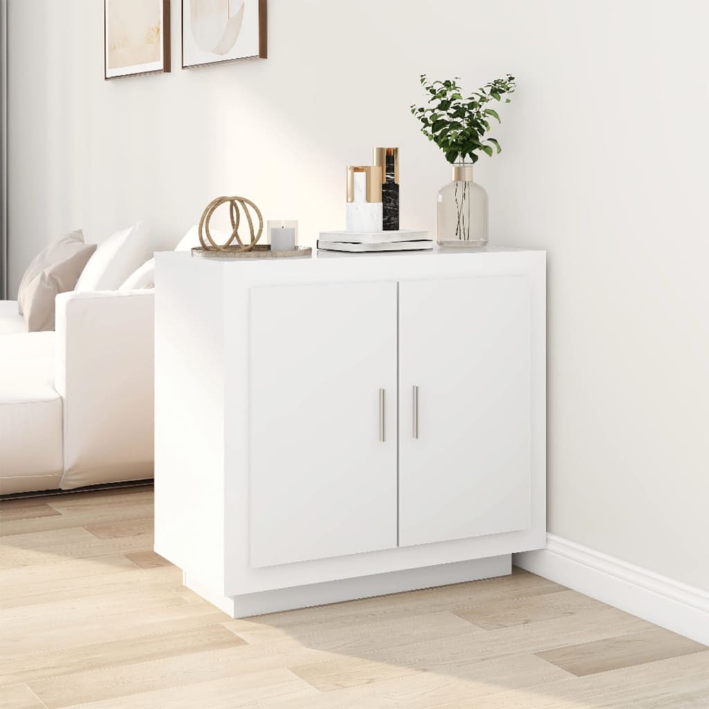 Credenza Bianco Lucido 80x40x75 cm in Legno Compensato 811823