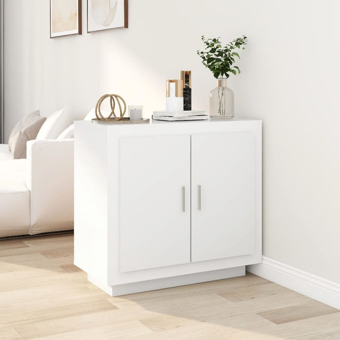 Credenza Bianco Lucido 80x40x75 cm in Legno Compensato 811823