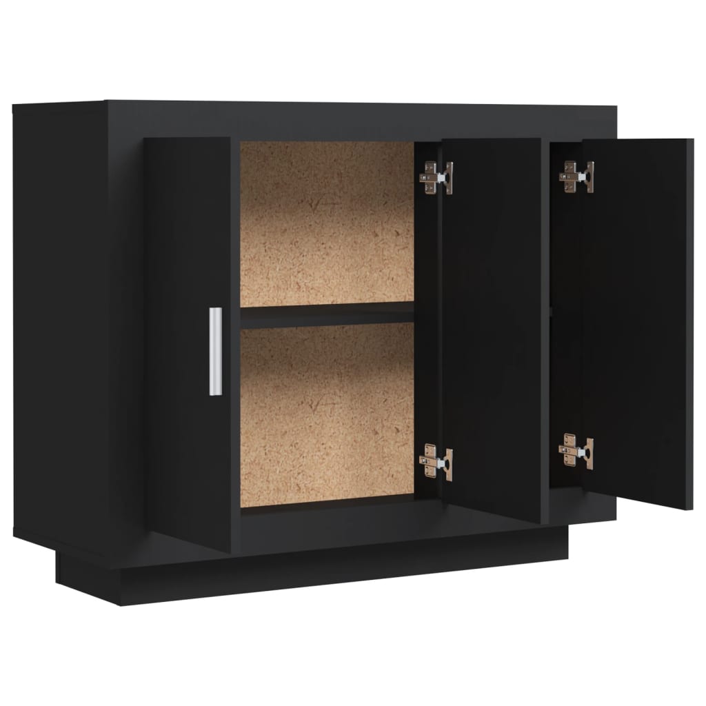 Credenza Nera 92x35x75 cm in Legno Multistrato 811836