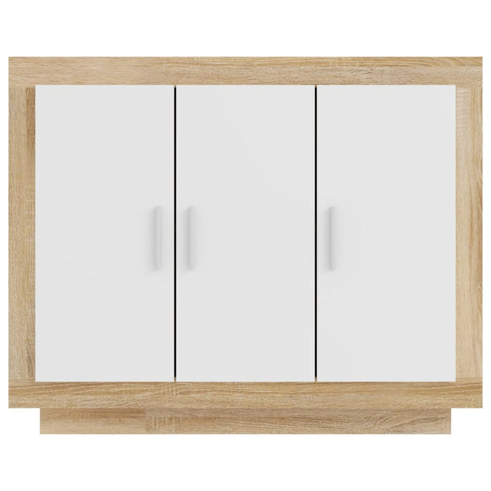 Credenza Bianca e Rovere Sonoma 92x35x75cm in Legno Multistrato 811840