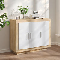 Credenza Bianca e Rovere Sonoma 92x35x75cm in Legno Multistrato 811840