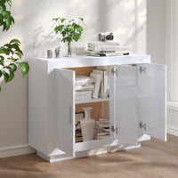 Credenza Bianco Lucido 92x35x75 cm in Legno Compensato 811841
