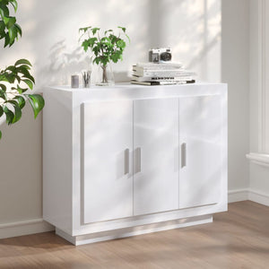 Credenza Bianco Lucido 92x35x75 cm in Legno Compensato 811841