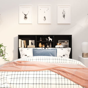 Testiera con Contenitore Nera 120x19x103,5 cm 811854