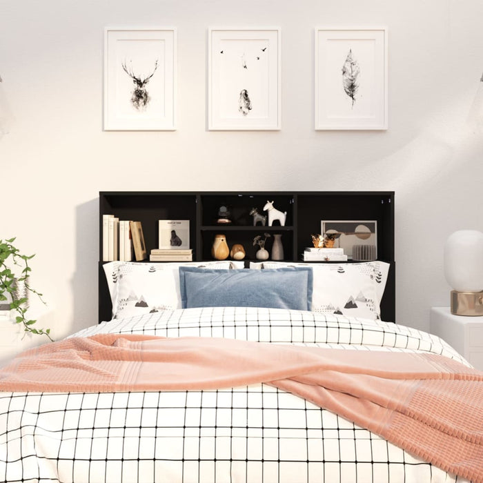 Testiera con Contenitore Nera 120x19x103,5 cm 811854