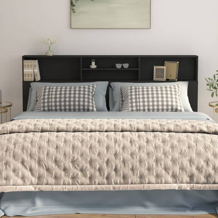 Testiera con Contenitore Nero 200x19x103,5 cm 811890