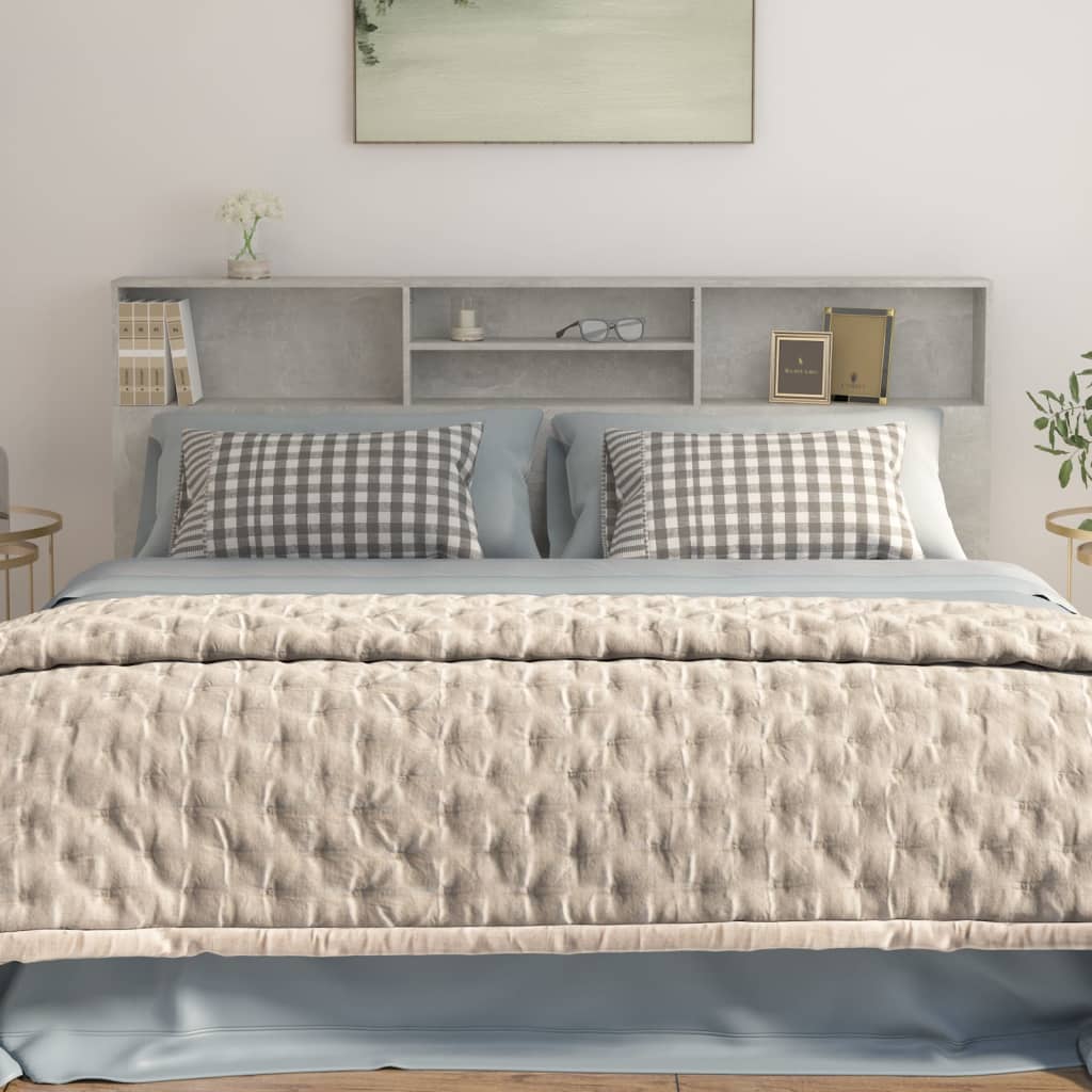 Testiera con Contenitore Grigio Cemento 200x19x103,5 cm 811893