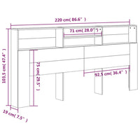 Testiera con Contenitore-Testiera con Ripiani Nero 220x19x103,5 cm