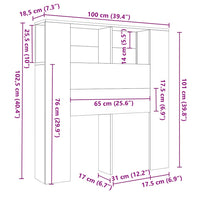 Testiera con Scomparti Grigio Cemento 100x18,5x104,5cm 811911