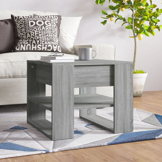 Tavolino Salotto-Tavolino da soggiorno-Tavolo Grigio Sonoma 55,5x55x45 cm Legno Multistrato