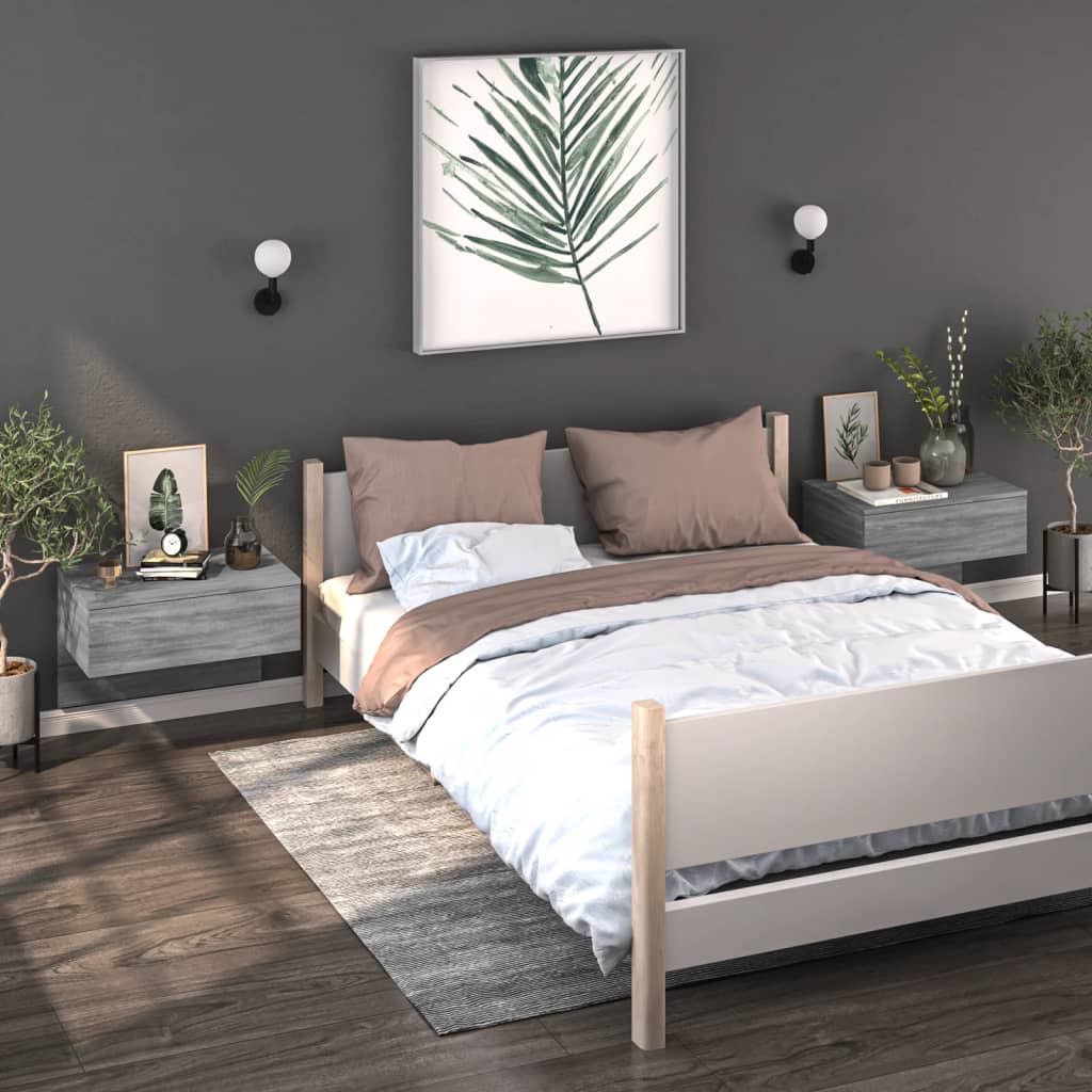Comodini a Muro 2 pz Grigio Sonoma 816943