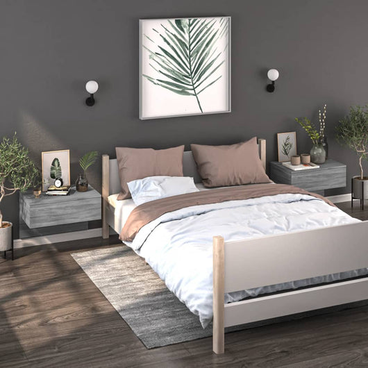 Comodini a Muro 2 pz Grigio Sonoma 816943