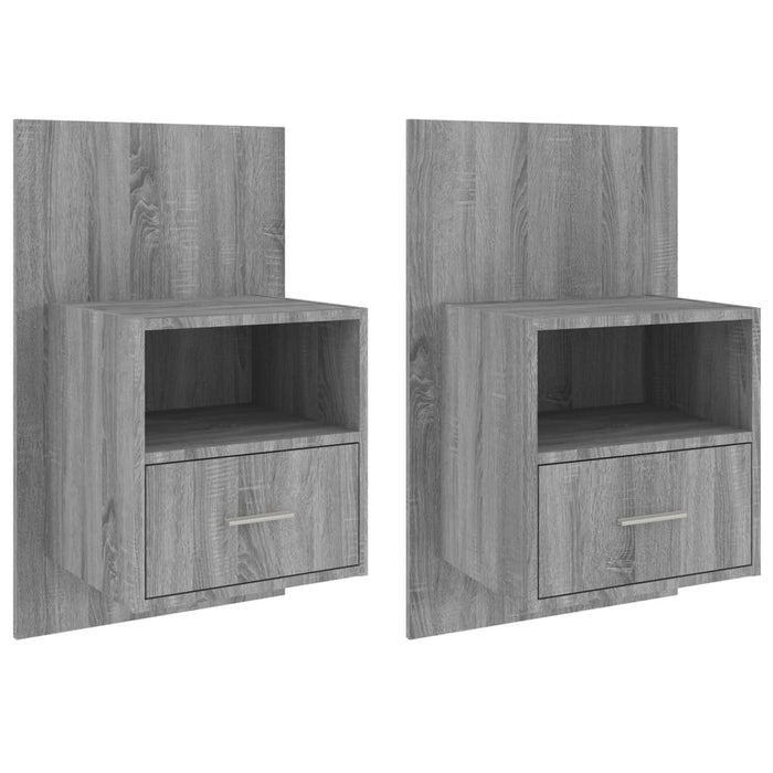 Comodini a Muro 2 pz-Set di 2 Tavolino da notte Grigio Sonoma 461410