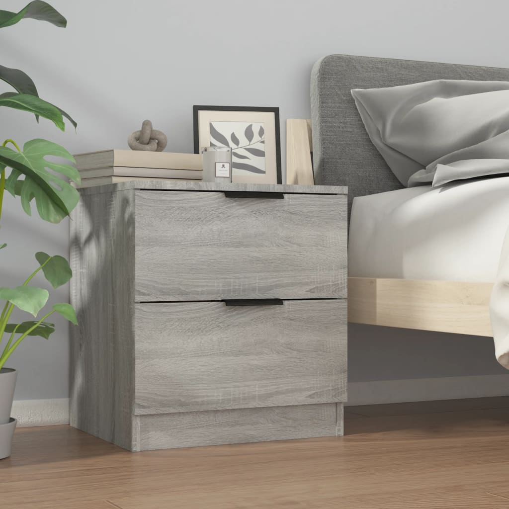 Comodini 2 pz-Set di 2 Tavolino da notte Grigio Sonoma in Legno Multistrato