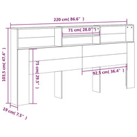 Testiera con Contenitore-Testiera con Ripiani Rovere Fumo 220x19x103,5 cm