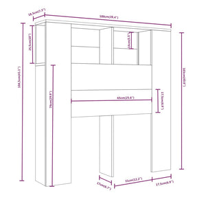 Testiera con Scomparti Rovere Fumo 100x18,5x104,5 cm 817264