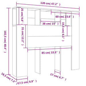 Testiera con Scomparti Rovere Marrone 120x18,5x102,5 cm 817269