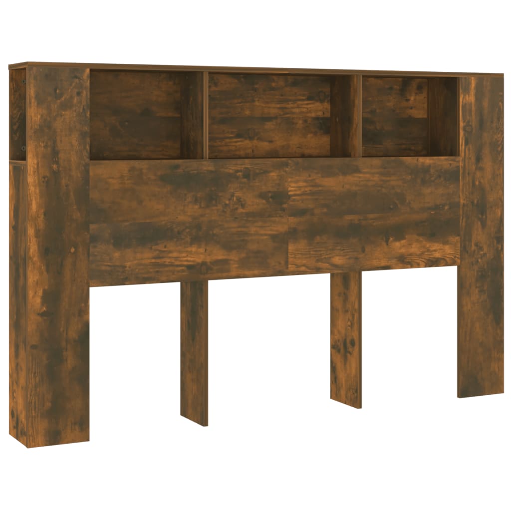 Testiera con Scomparti-Testata con Ripiani Rovere Fumo 160x18,5x104,5 cm