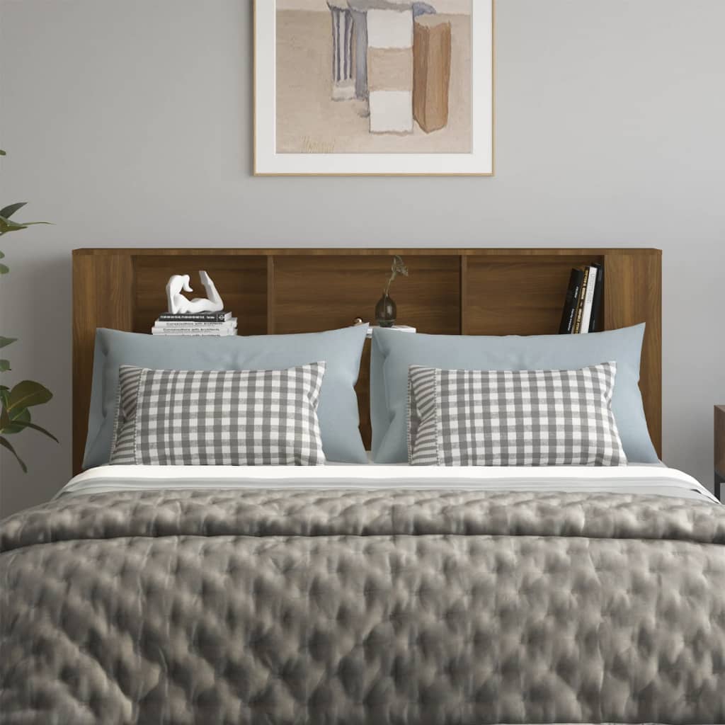 Testiera Letto-Testata-Testiera Decorativa con Scomparti Rovere Marrone 180x18,5x104,5 cm