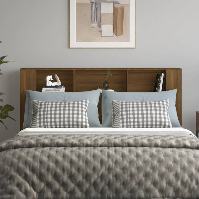 Testiera Letto-Testata-Testiera Decorativa con Scomparti Rovere Marrone 180x18,5x104,5 cm
