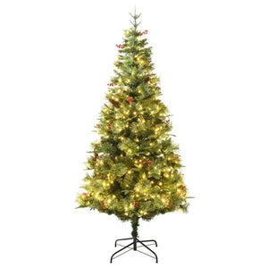 Albero di Natale Preilluminato con Pigne Verde 195 cm PVC e PE 344289