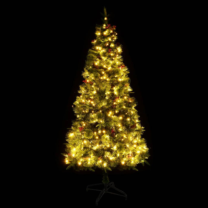 Albero di Natale Preilluminato con Pigne Verde 195 cm PVC e PE 344289