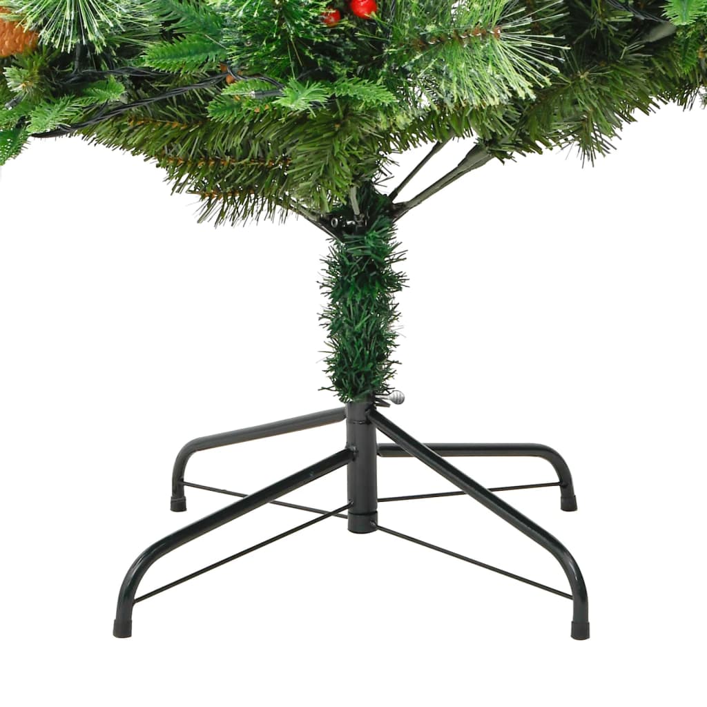 Albero di Natale Preilluminato con Pigne Verde 195 cm PVC e PE 344289
