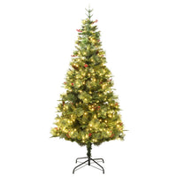 Albero di Natale Preilluminato con Pigne Verde 225 cm PVC e PE 344290