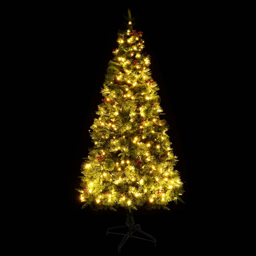 Albero di Natale Preilluminato con Pigne Verde 225 cm PVC e PE 344290
