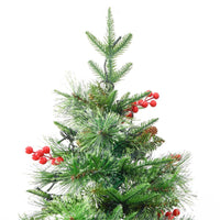 Albero di Natale Preilluminato con Pigne Verde 225 cm PVC e PE 344290