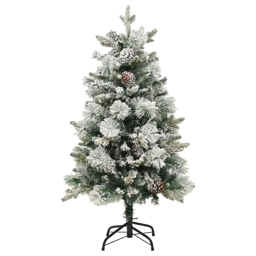 Albero di Natale Innevato Preilluminato Pigne 150cm in PVC e PE 344292