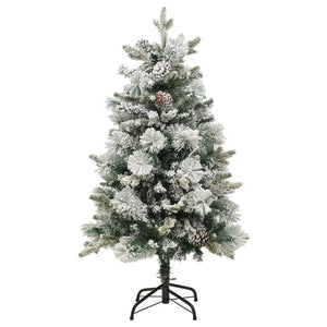 Albero di Natale Innevato Preilluminato Pigne 150cm in PVC e PE 344292