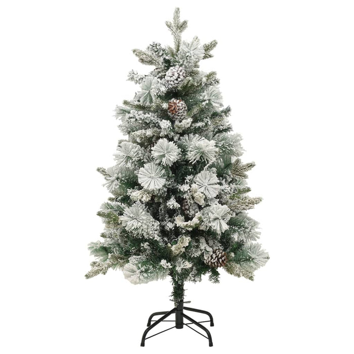 Albero di Natale Innevato Preilluminato Pigne 150cm in PVC e PE 344292