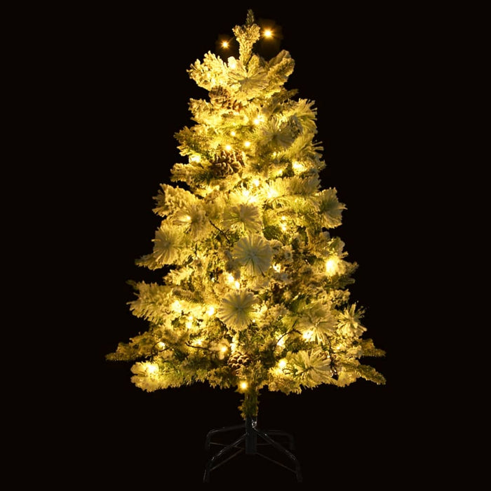 Albero di Natale Innevato Preilluminato Pigne 150cm in PVC e PE 344292