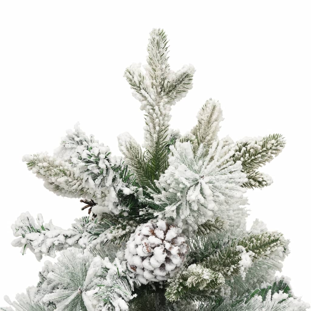 Albero di Natale Innevato Preilluminato Pigne 150cm in PVC e PE 344292