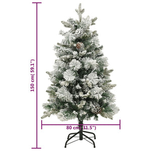 Albero di Natale Innevato Preilluminato Pigne 150cm in PVC e PE 344292