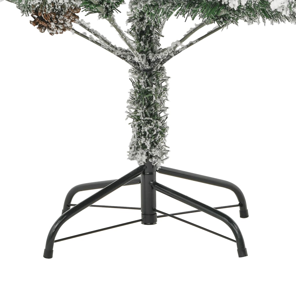 Albero di Natale Innevato Preilluminato Pigne 195cm in PVC e PE 344293