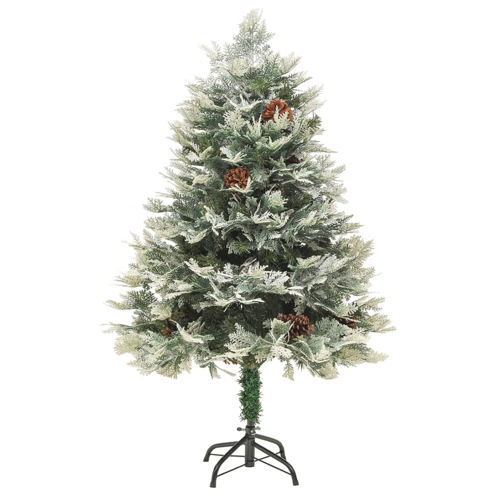 Albero di Natale Preilluminato con Pigne Verde 120 cm PVC e PE 344295