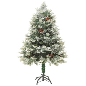 Albero di Natale Preilluminato con Pigne Verde 120 cm PVC e PE 344295