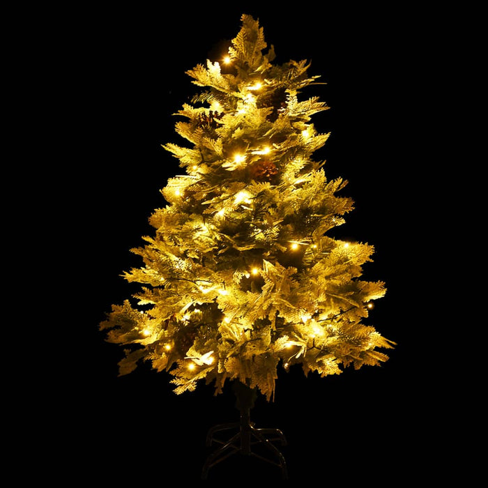 Albero di Natale Preilluminato con Pigne Verde 120 cm PVC e PE 344295