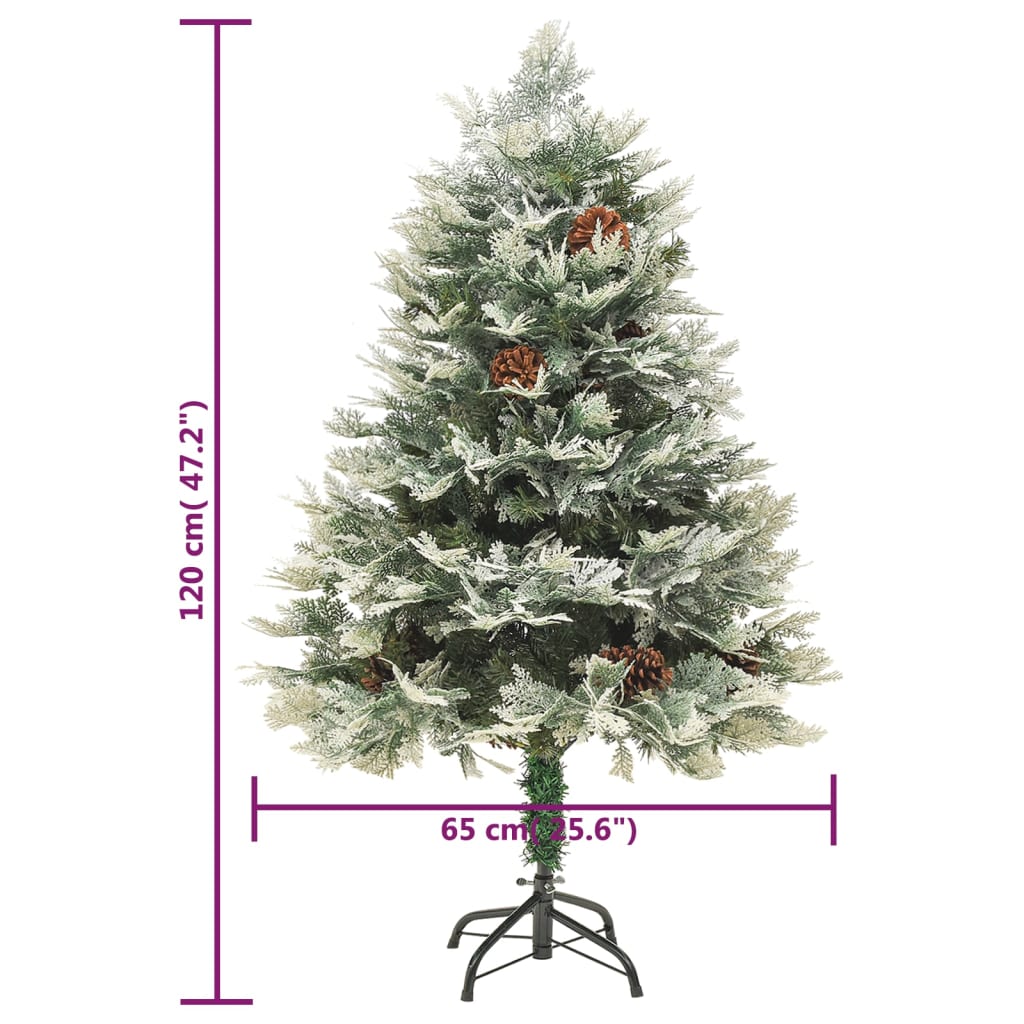Albero di Natale Preilluminato con Pigne Verde 120 cm PVC e PE 344295