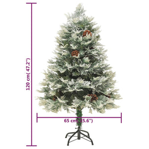Albero di Natale Preilluminato con Pigne Verde 120 cm PVC e PE 344295