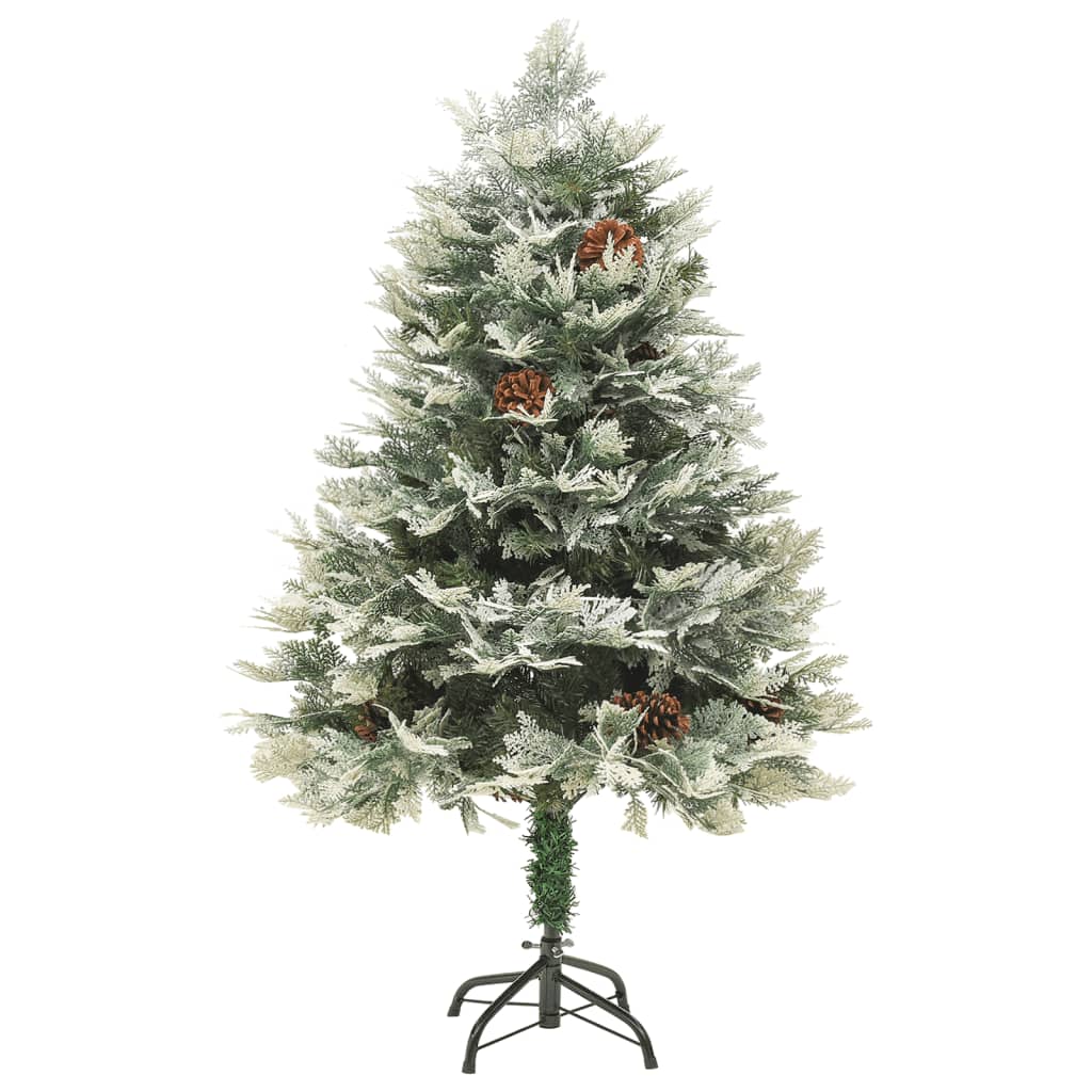 Albero di Natale Preilluminato con Pigne-Decorazioni natalizie Verde 150 cm PVC e PE