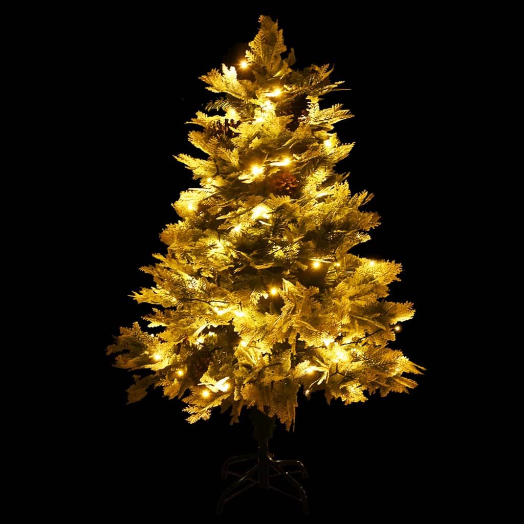 Albero di Natale Preilluminato con Pigne-Decorazioni natalizie Verde 150 cm PVC e PE