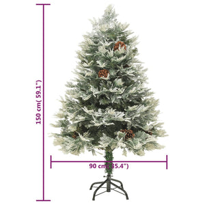 Albero di Natale Preilluminato con Pigne Verde 150 cm PVC e PE 344296
