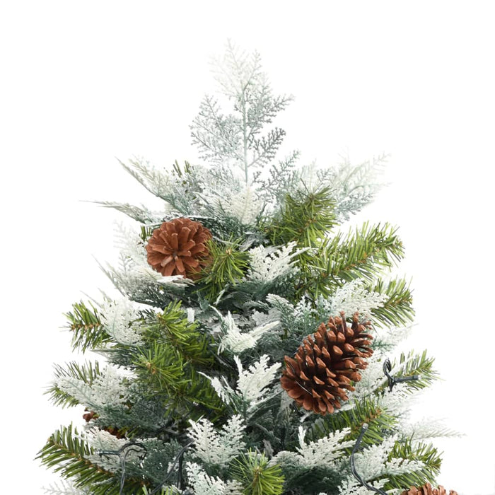 Albero di Natale Preilluminato con Pigne Verde 195 cm PVC e PE 344297